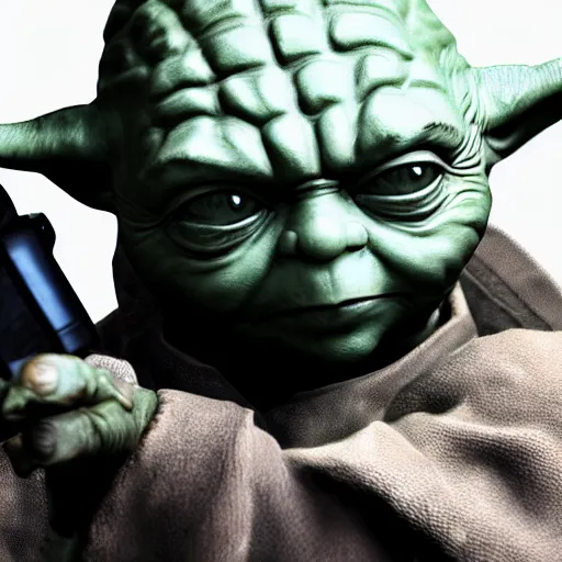 Prompt: Yoda in Call of Duty Black ops, highly detailed, high quality, HD, 4k, 8k, Canon 300mm, professional photographer, 40mp, lifelike, top-rated, award winning, realistic, sharp, no blur, edited, corrected, trending