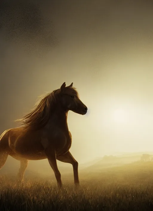 Image similar to the horse subdues the man, volumetric lighting, beautiful, golden hour, sharp focus, ultra detailed, cgsociety by leesha hannigan, ross tran, thierry doizon, kai carpenter, ignacio fernandez rios, noir photorealism, film