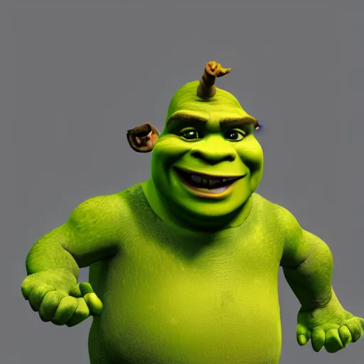 Image similar to 3 d render of shrek