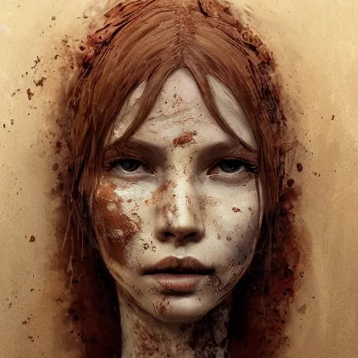 Image similar to a beautiful photorealistic portrait of lilith, made of clay covered in clay stained with mud, detailed, sharp focus, by stanley artgerm lau, wlop, rossdraws, james jean, andrei riabovitchev, marc simonetti, yoshitaka amano