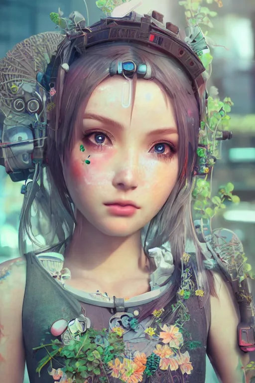 Image similar to solarpunk girl kawaii, ultra realistic, concept art, intricate details, highly detailed, photorealistic, octane render, 8 k