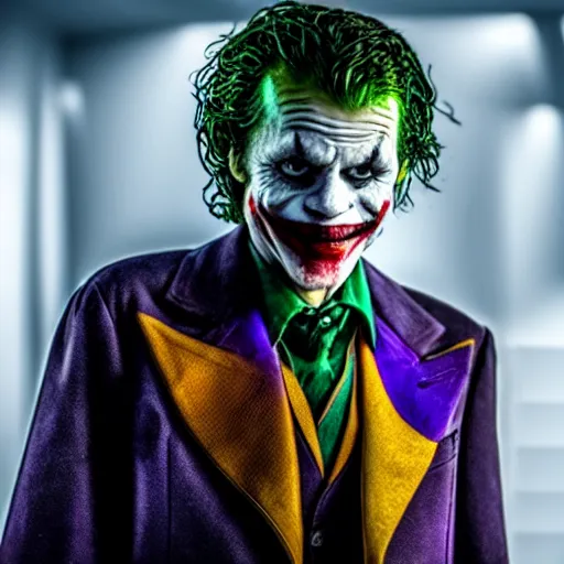 Prompt: 8 k uhd, movie trailer screenshot, william dafoe as the joker