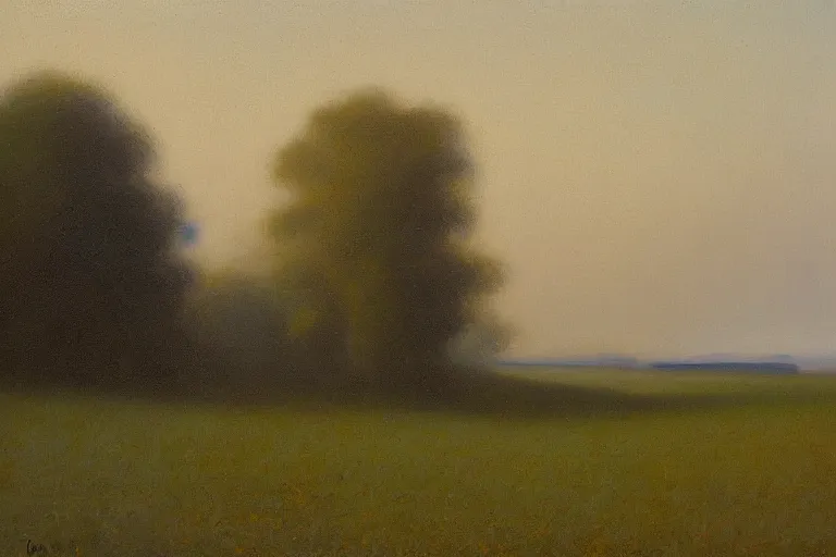 Image similar to Landscape painting at dawn Tonalism