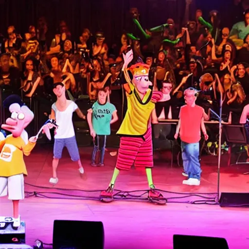 Image similar to phineas and ferb dj a concert