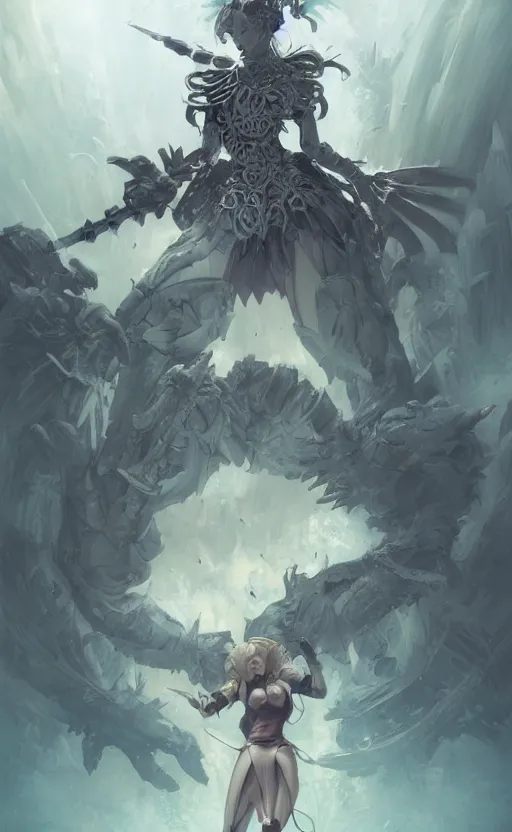 Prompt: side portait of magical girl fighting a monster, inside castle of cards, magic effects, symmetrical face features, front game card, drark, marvel comics, dark, intricate, highly detailed, smooth, artstation, digital illustration by ruan jia and mandy jurgens and artgerm and wayne barlowe and greg rutkowski and zdislav beksinski