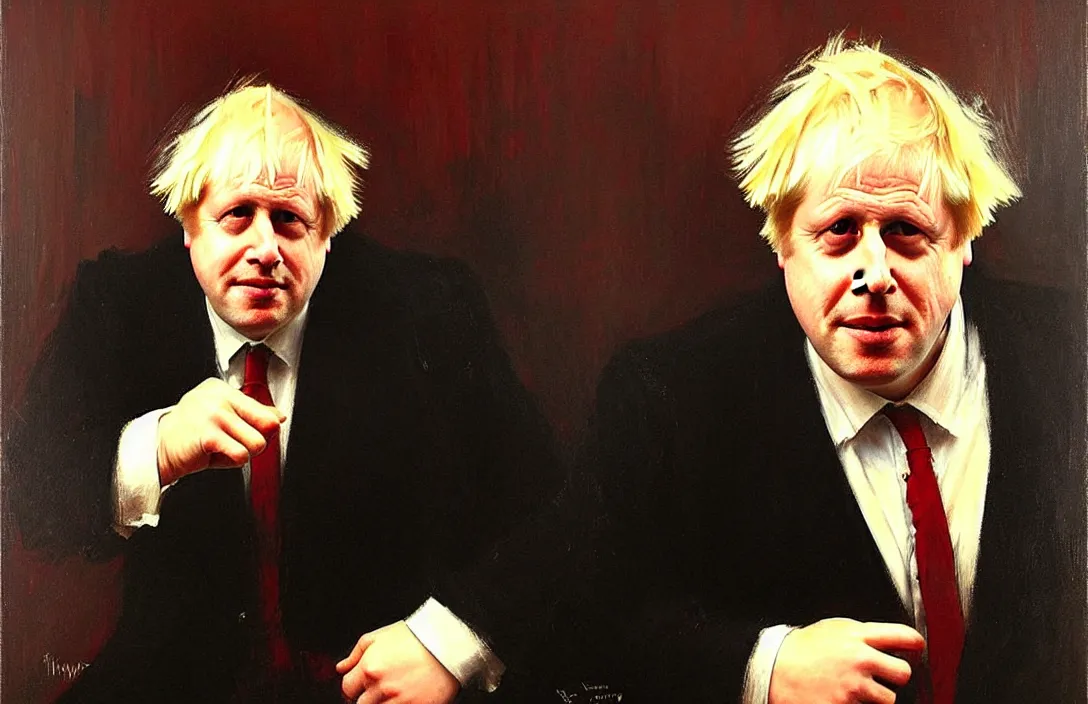 Image similar to portrait of boris johnson!!!!!!!!!!!!!!!!!!!!!!!!!!!, detailed face, detailed painting,, epic lighting, by ilya repin, phil hale and kent williams