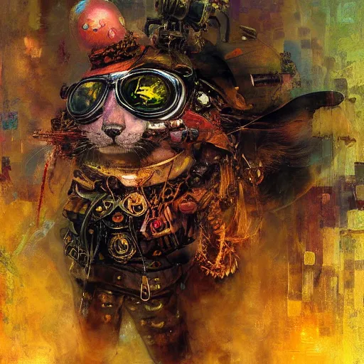 Image similar to steampunk rat, acid, 303, psychedelic, by ruan jia