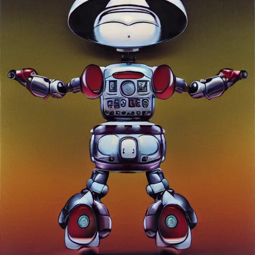 Image similar to robot with flying saucer head by hirohiko araki