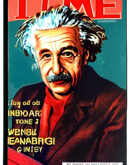 Image similar to cover of TIME magazine with the detonation of an atom bomb and the portrait of Albert Einstein