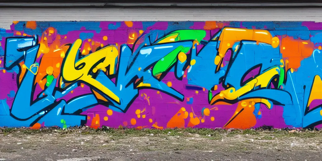 Image similar to 3 d! graffiti, gradients! extreme wide angle, arrows, drips, in the style of daim!, totem, fleks, odeith