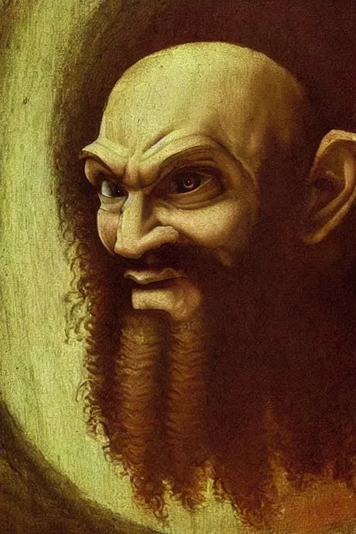 Image similar to renaissance oil painting of dr. neo cortex by leonardo davinci, hd image, perfect likeness