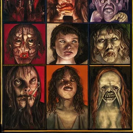 Prompt: fantasy painting of stranger things by judson huss and henriette grindat and albrecht durer | horror themed | creepy