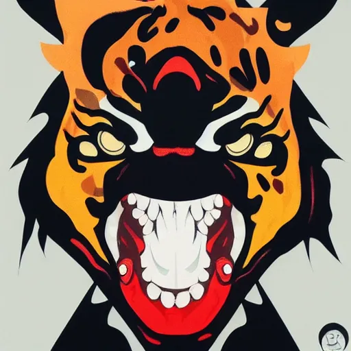 Image similar to Bape x Tiger Dragon Painting by Sachin Teng, asymmetrical, Organic Painting , Matte Painting, geometric shapes, hard edges, graffiti, street art,:2 by Sachin Teng:4