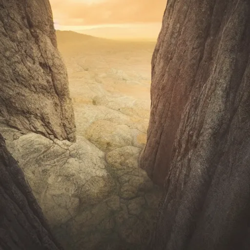 Prompt: an epic landscape, rock formation that looks like a woman, cinematic light, long shadows,