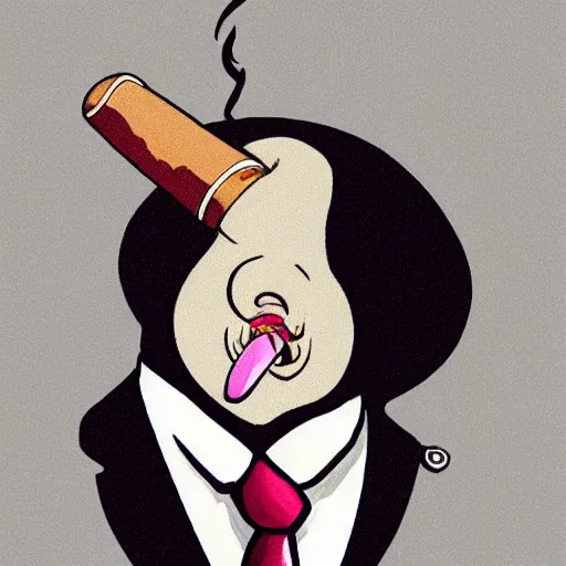 Image similar to a blobfish wearing a suit and smoking a big cigar, photorealistic,