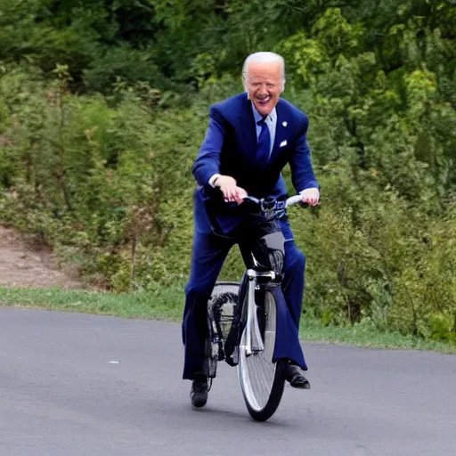 Image similar to Joe Biden falling off of bike