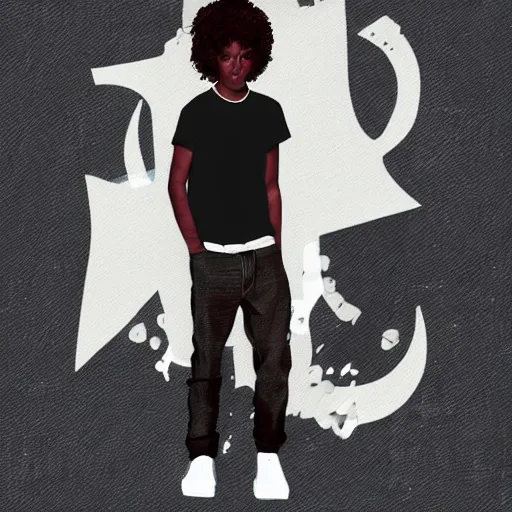 Prompt: : black skater boy in james jeans style art
