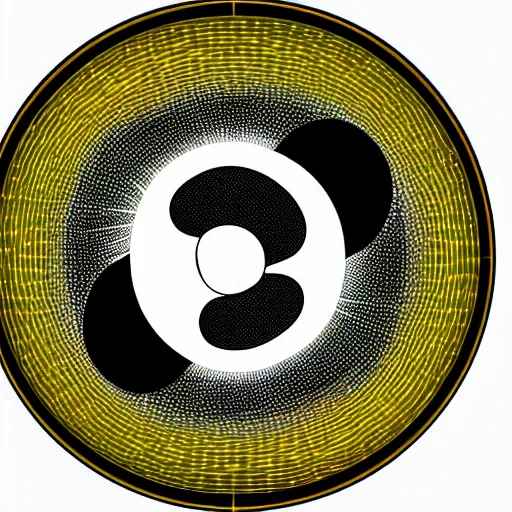 Prompt: digital holographic pixelated ying yang symbol of taoism, lasers, light streaks