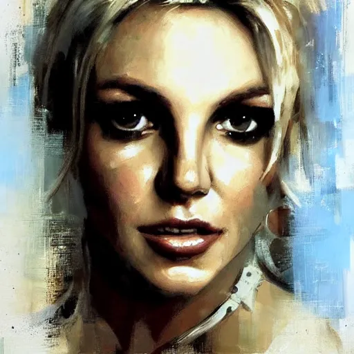 Image similar to face protrait of britney spears, realistic, ultrahd, jeremy mann painting