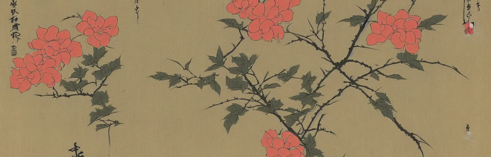 Image similar to japanese woodblock of flowers, by ohara koson