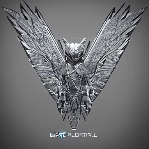 Image similar to 2 dimensional, vector, low poly, crystal eagle icon, black background, cgsociety, artstation, octane render