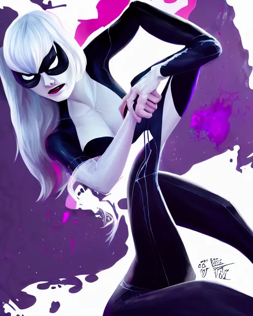 Image similar to Emma Stone Spider-Gwen venom, art by lois van baarle and loish and ross tran and rossdraws and sam yang and samdoesarts and artgerm, digital art, highly detailed, intricate, sharp focus, Trending on Artstation HQ, deviantart, unreal engine 5, 4K UHD image