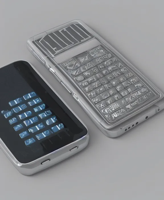 Image similar to a 2 0 4 0 cell phone, product advertisement, concept art, high details, catalog lighting, 3 d shading,