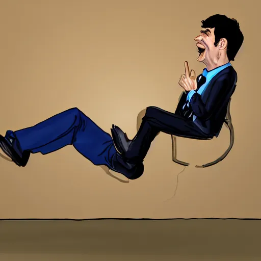 Image similar to detailed cartoon portrait of nathan fielder tickling his feet