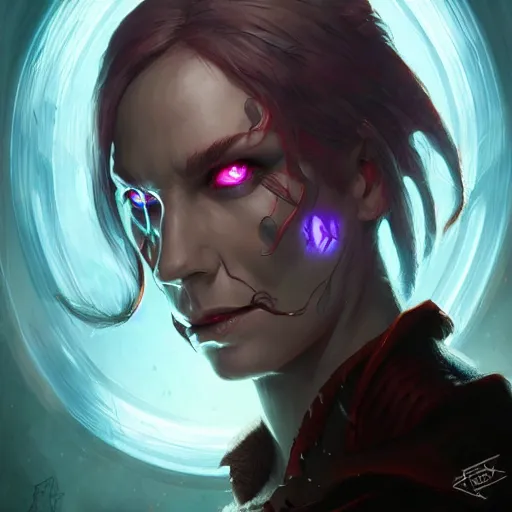 Image similar to evil necromancer, d & d, fantasy, portrait, highly detailed, headshot, digital painting, trending on artstation, concept art, sharp focus, illustration, art by artgerm and greg rutkowski