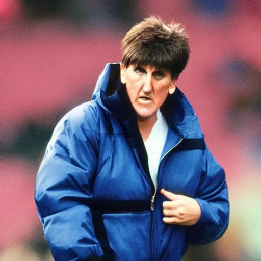 Image similar to manga peter beardsley wearing a puffa jacket