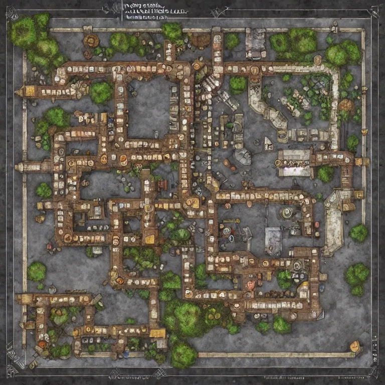 Image similar to full - color fantasy floor plan battle map of a market square, d & d, pathfinder, by jeff todd and greg rutkowski, trending on artstation, pinterest