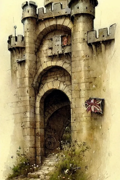 Image similar to (((((1950s castle gate . muted colors.))))) by Jean-Baptiste Monge !!!!!!!!!!!!!!!!!!!!!!!!!!!