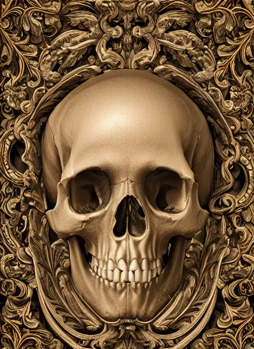 Image similar to hyper realistic photography depth map of intricate renaissance skull ornament relief leaves, cinematic, symmetric detailed, artstation, cgsociety