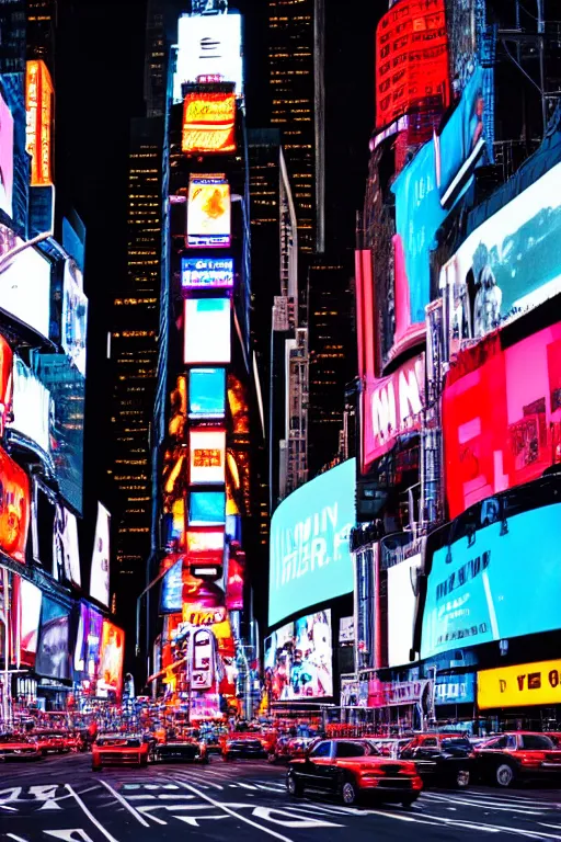 Image similar to neon streets of new york timesquare, 4 k, award winning photo