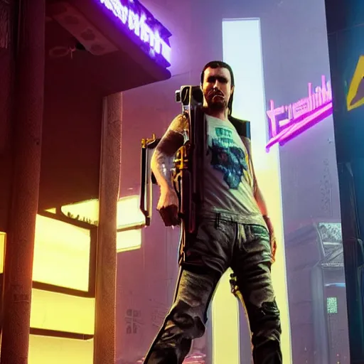 Image similar to John frusciante in Cyberpunk 2077 unreal engine 5 8k hyperdetailed photorealism