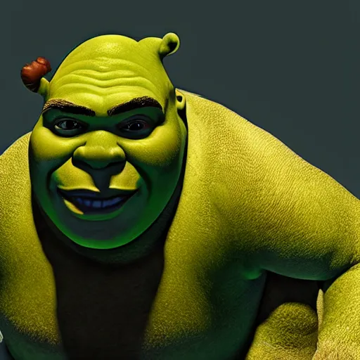 Image similar to photoreal shrek