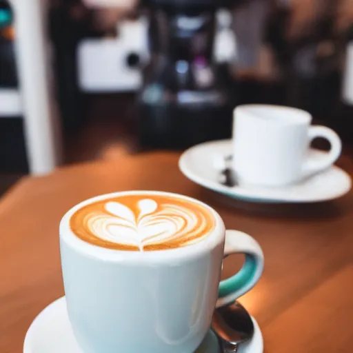 Image similar to latte in a mug imitating a toilet, fresh bakeries in the background, in a bright cafe, 3 5 mm, f 1. 8