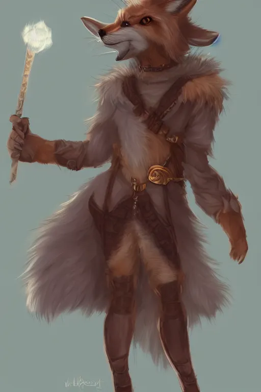 Image similar to an anthropomorphic medieval fox with a fluffy tail, backlighting, trending on artstation, digital art, furry art, trending on furaffinity, fantasy art, by kawacy