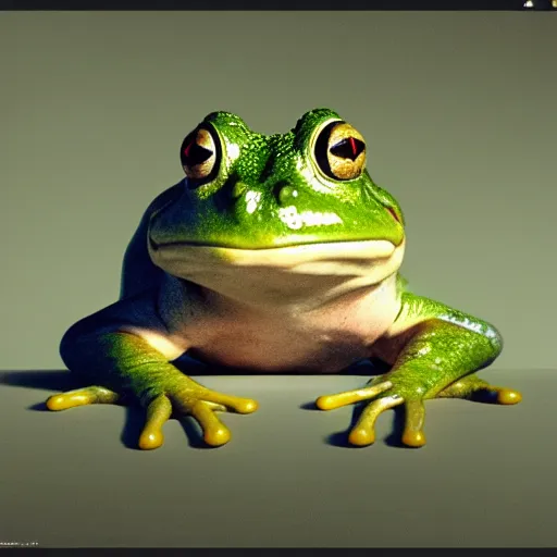 Image similar to hyperrealistic dslr film still of info wars alex jones disguised as frog, stunning 8 k octane comprehensive 3 d render, inspired by istvan sandorfi & greg rutkowski & unreal engine, perfect symmetry, dim volumetric cinematic lighting, extremely hyper - detailed, extremely lifelike attributes & lifelike texture, intricate, masterpiece, artstation, stunning