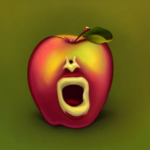 Prompt: a screaming apple