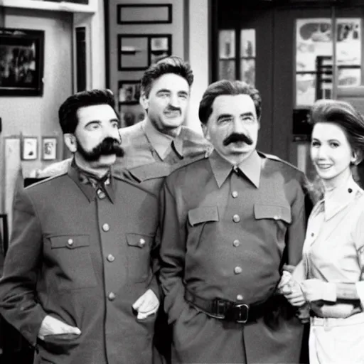 Image similar to A still of Stalin in the 1990s sitcom Friends