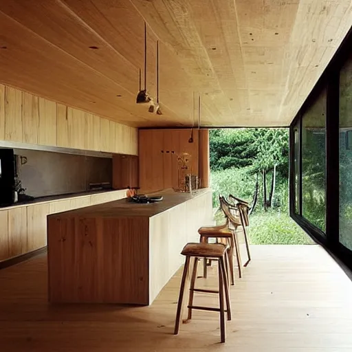 Prompt: “extravagant luxury modern rustic kitchen interior design, by Tadao Ando and Koichi Takada, Japanese and Scandinavian design, flowers, wooden floor”