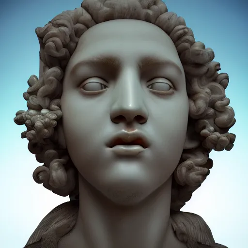 Image similar to baroque vaporwave statue, trending on art station, 4k UHD, 8k, painting illustration, high detail, rendered in unreal engine, 3d render, god rays, volumetric lighting, award winning, photorealistic