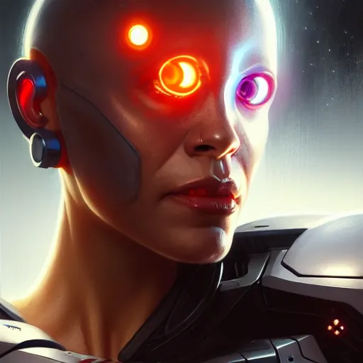 Image similar to cyborg, female, science fiction, portrait, highly detailed, digital painting, trending on artstation, concept art, sharp focus, illustration, art by artgerm and greg rutkowski and magali villeneuve and terada katsuya