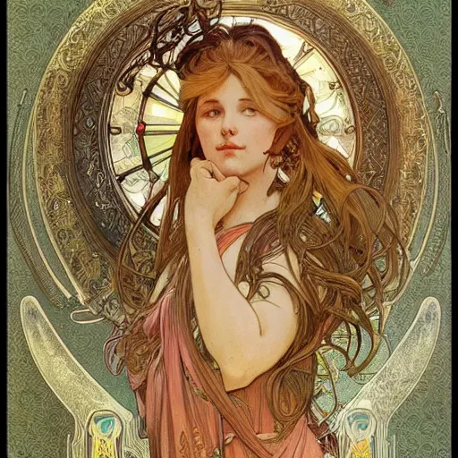 Image similar to amazing lifelike award winning pencil illustration of alphonse mucha trending on art station artgerm greg rutkowski alphonse mucha cinematic