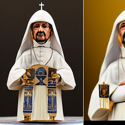 Prompt: an action figure of the pope as a egypsian faraoh