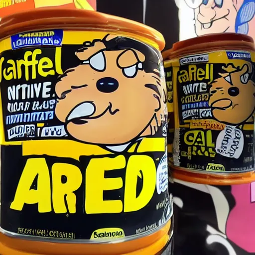 Image similar to garfield, garfield is selling vegemite