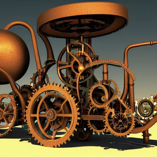 Image similar to steampunk time machine, cinema4d