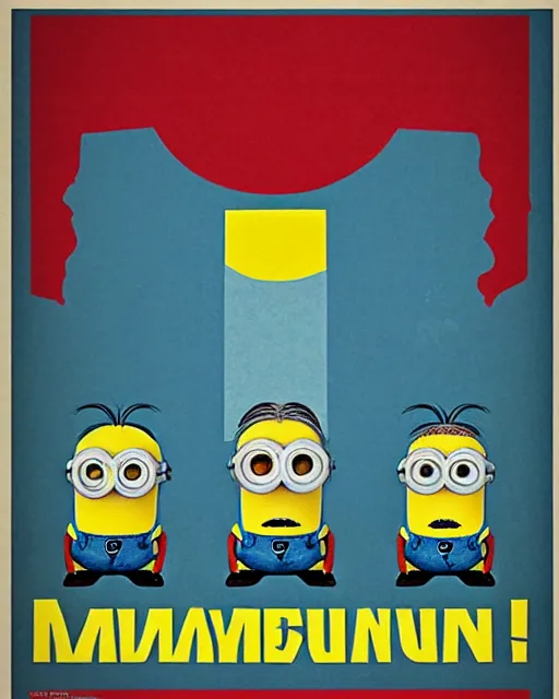 Image similar to Minions like a Soviet posters