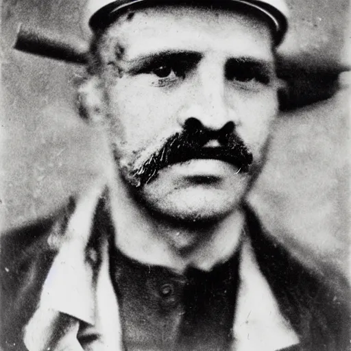 Image similar to close up portrait of a mine worker photo by Diane Arbus and Louis Daguerre